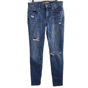 Joes Jeans 26 Womens High Rise Crop Skinny Leg Distressed Medium Wash